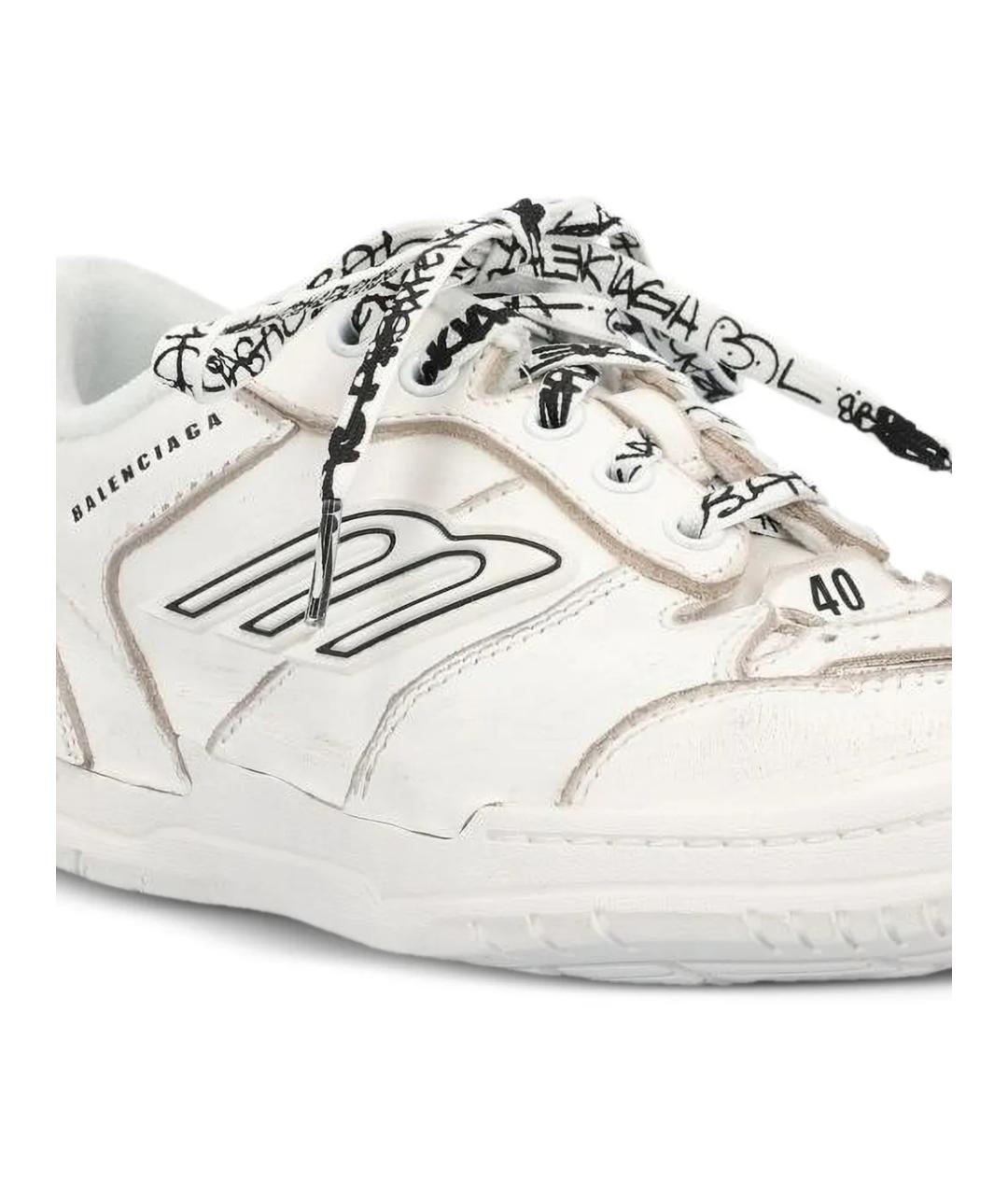 BALENCIAGA Белые кожаные кроссовки, фото 4