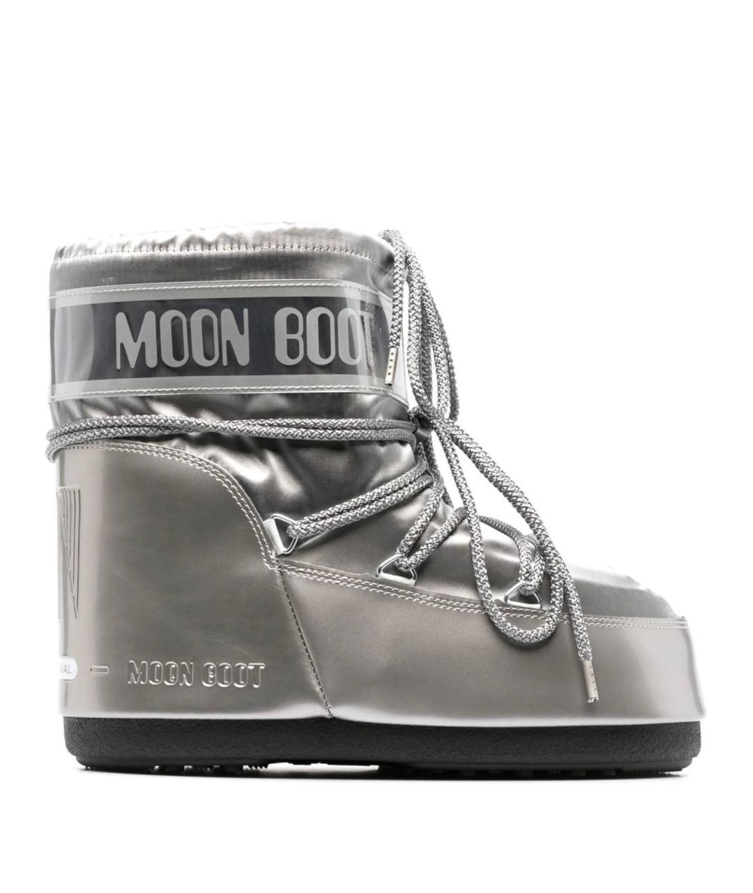 MOON BOOT Серебряные синтетические сапоги, фото 1