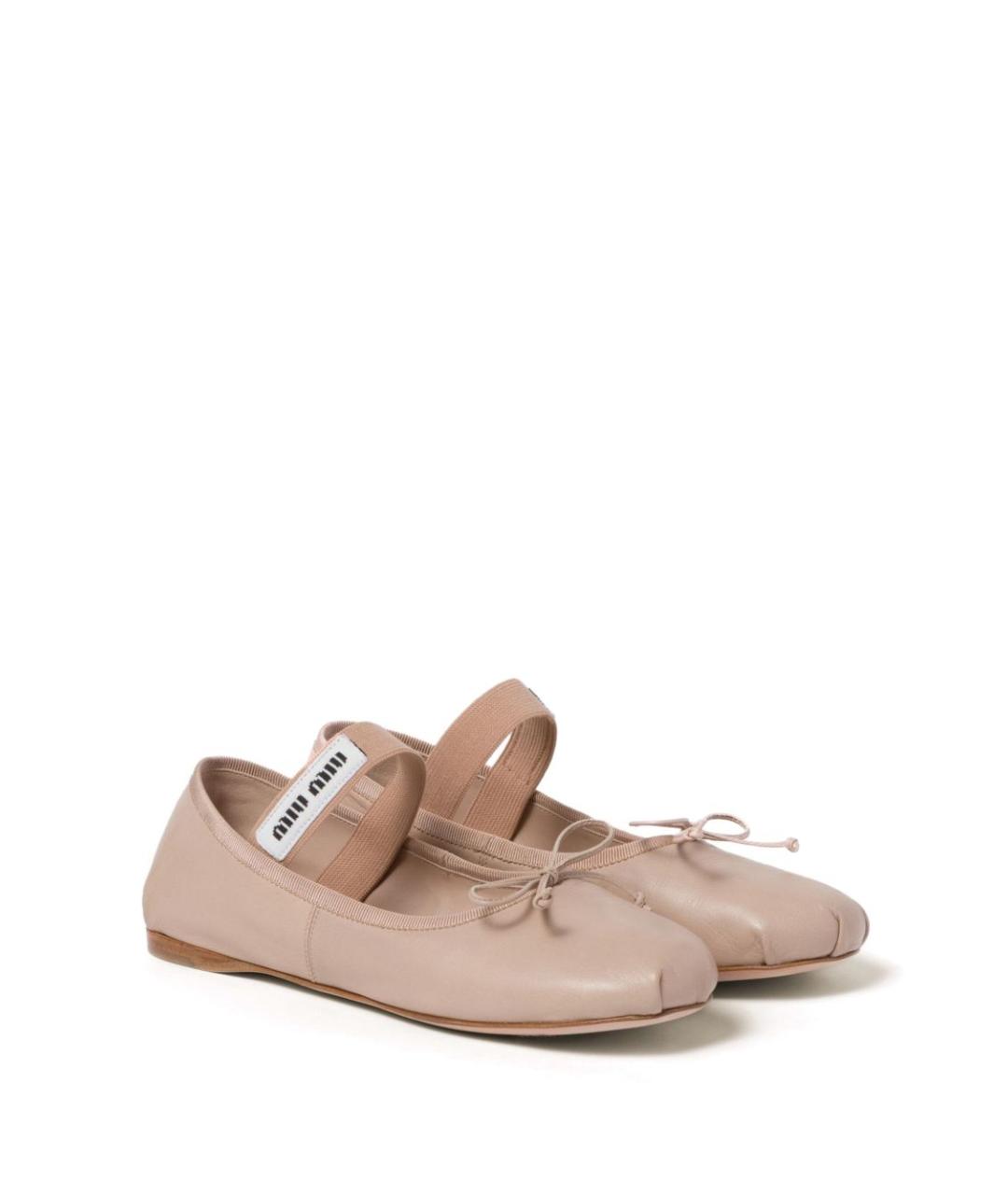MIU MIU Розовые кожаные балетки, фото 3