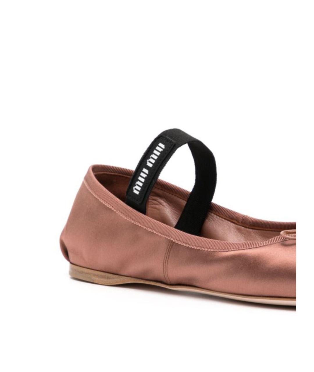 MIU MIU Коричневые текстильные балетки, фото 4