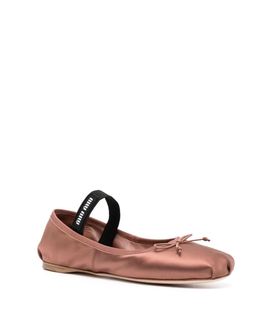 MIU MIU Коричневые текстильные балетки, фото 2
