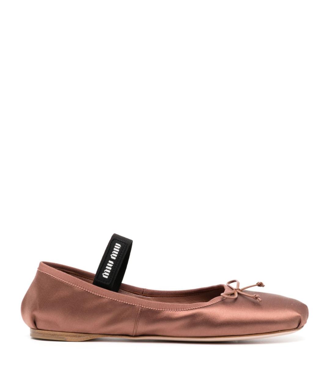 MIU MIU Коричневые текстильные балетки, фото 1