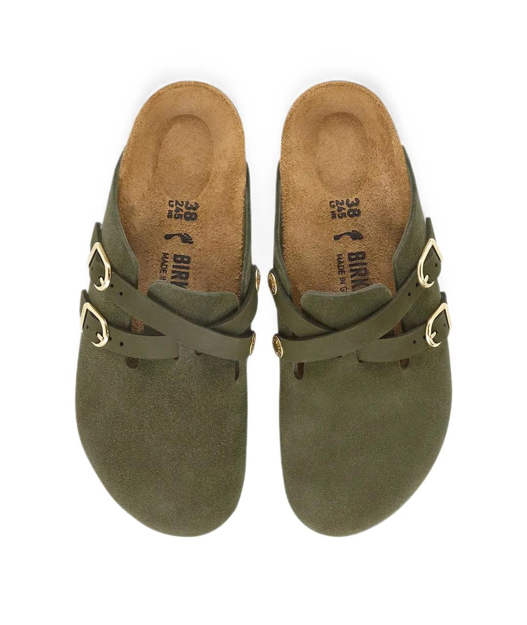BIRKENSTOCK Зеленые замшевые сабо, фото 4
