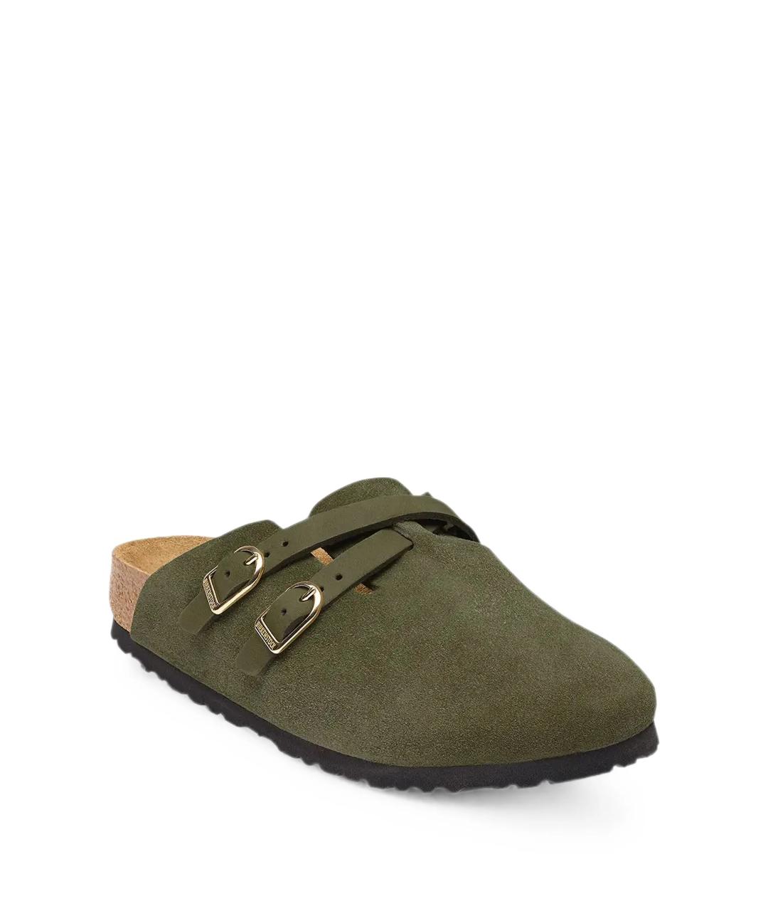 BIRKENSTOCK Зеленые замшевые сабо, фото 2