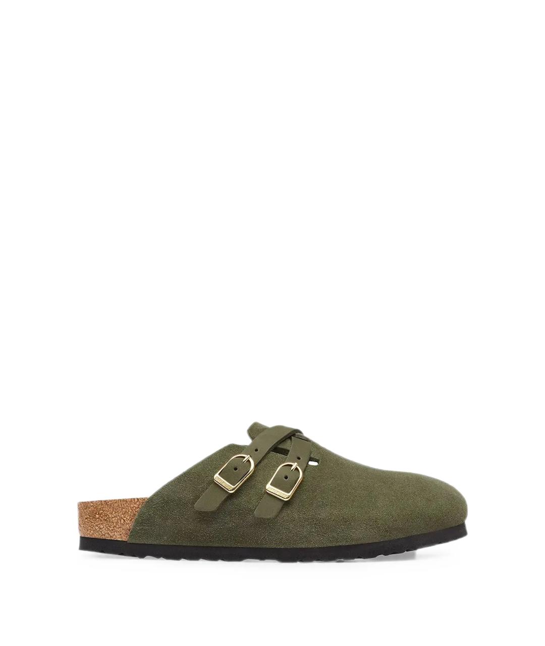 BIRKENSTOCK Зеленые замшевые сабо, фото 1