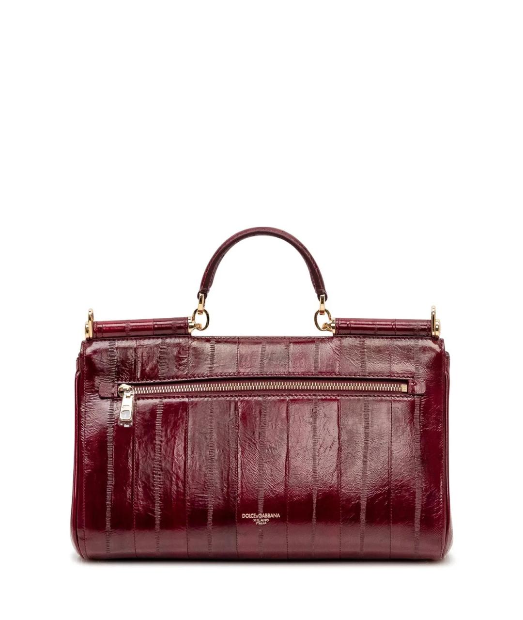 DOLCE&GABBANA Бордовая кожаная сумка с короткими ручками, фото 3