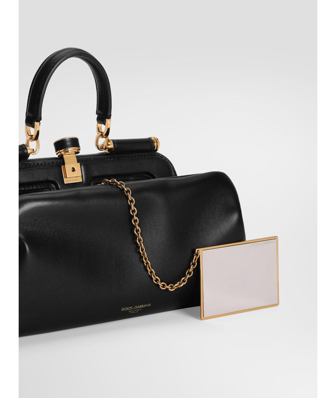 DOLCE&GABBANA Черная кожаная сумка через плечо, фото 4