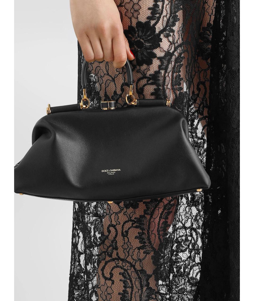 DOLCE&GABBANA Черная кожаная сумка через плечо, фото 2