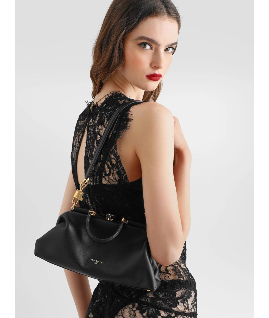 DOLCE&GABBANA Черная кожаная сумка через плечо, фото 3
