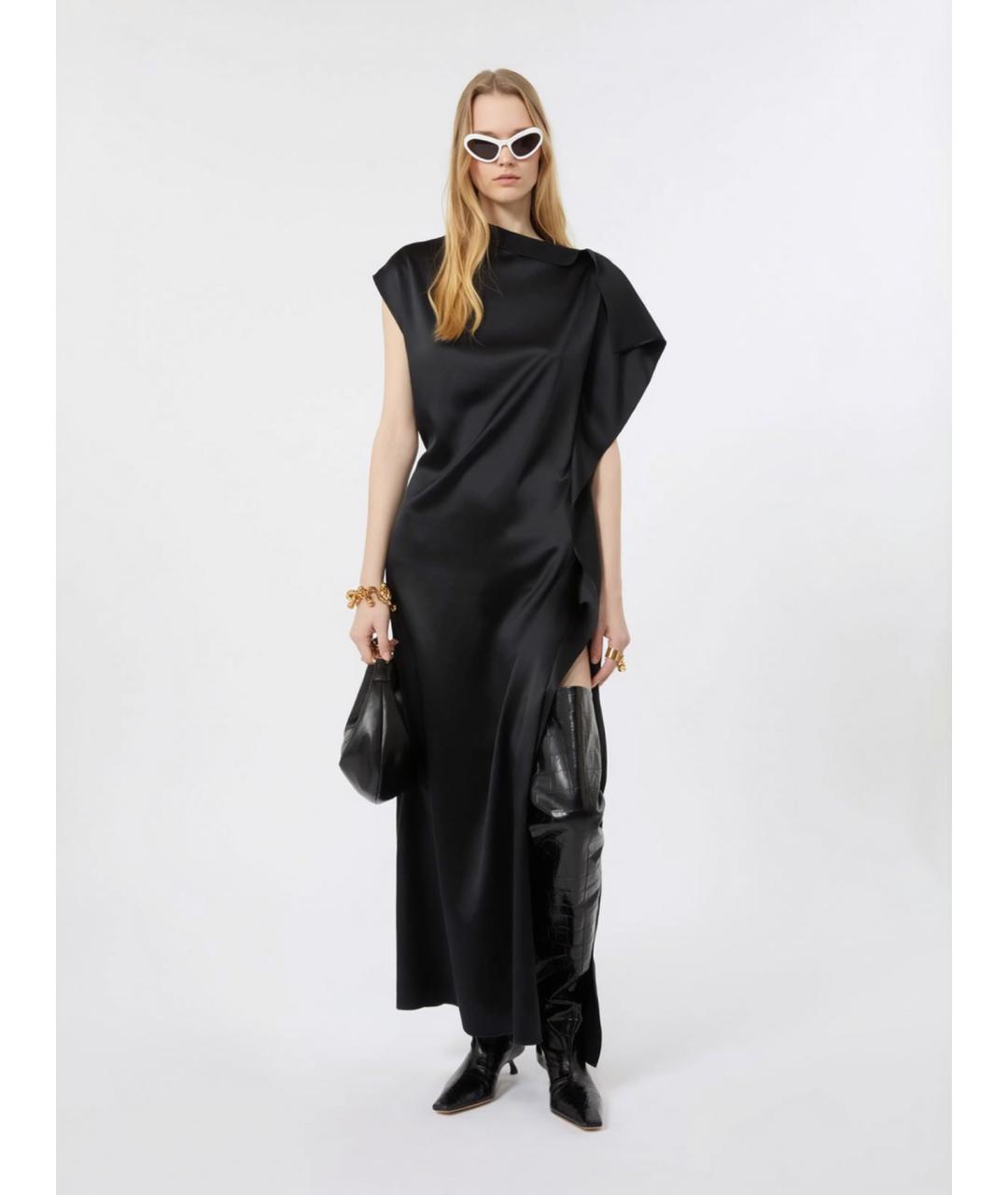 SPORTMAX Черное шелковое вечернее платье, фото 2