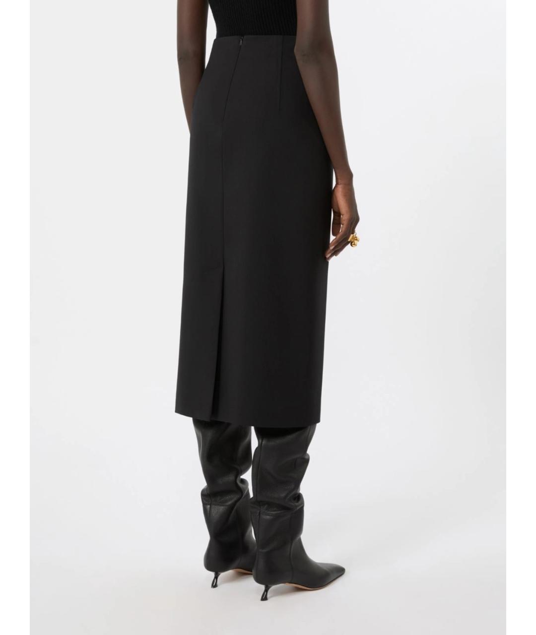 SPORTMAX Черная шерстяная юбка миди, фото 4