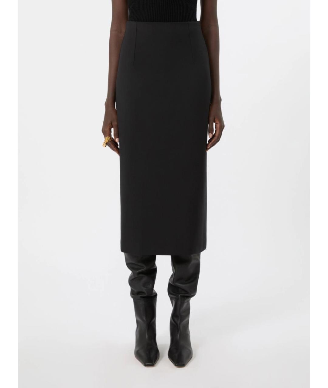 SPORTMAX Черная шерстяная юбка миди, фото 3