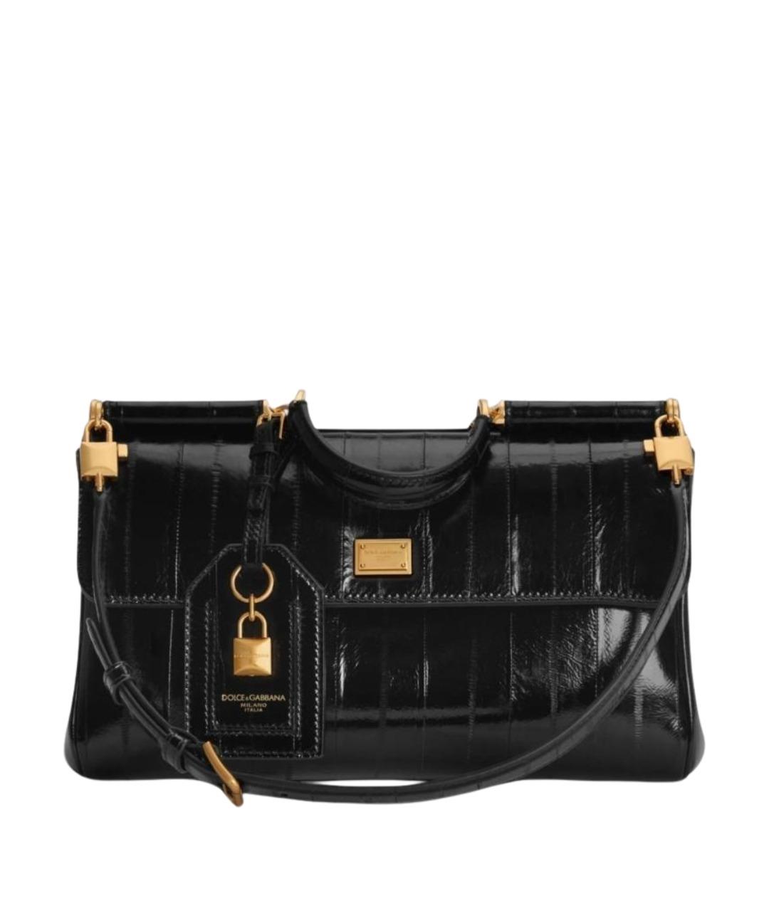 DOLCE&GABBANA Черная кожаная сумка с короткими ручками, фото 1