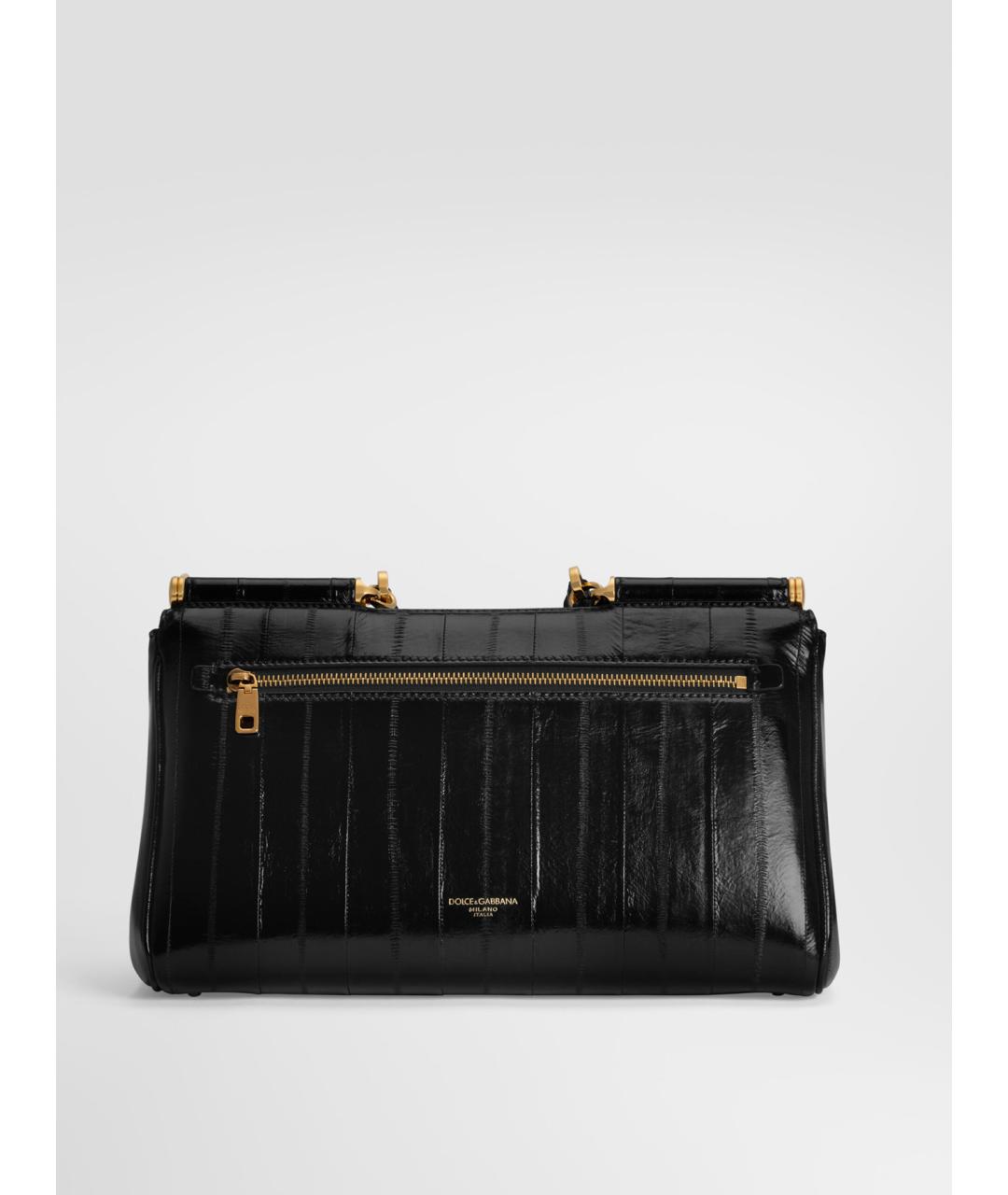 DOLCE&GABBANA Черная кожаная сумка с короткими ручками, фото 3