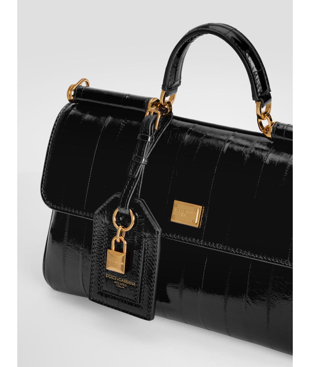 DOLCE&GABBANA Черная кожаная сумка с короткими ручками, фото 4