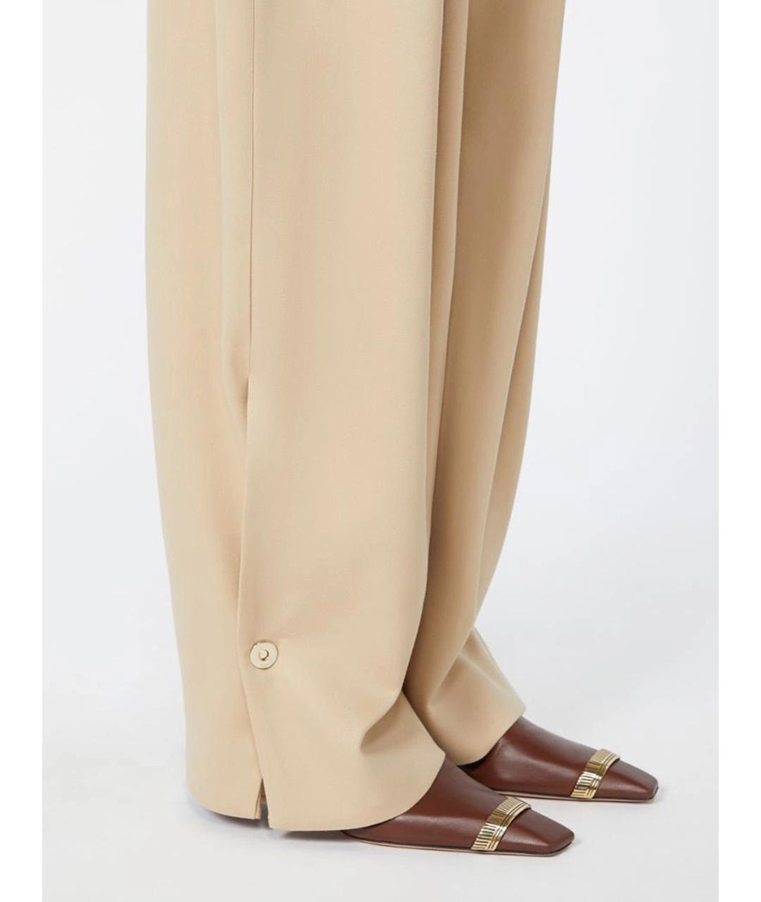 SPORTMAX Бежевые хлопковые прямые брюки, фото 5