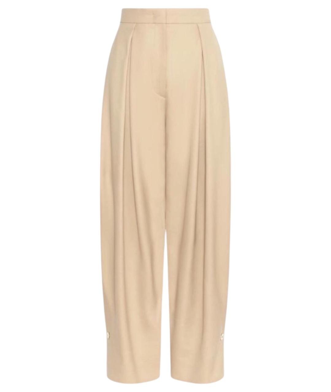 SPORTMAX Бежевые хлопковые прямые брюки, фото 1