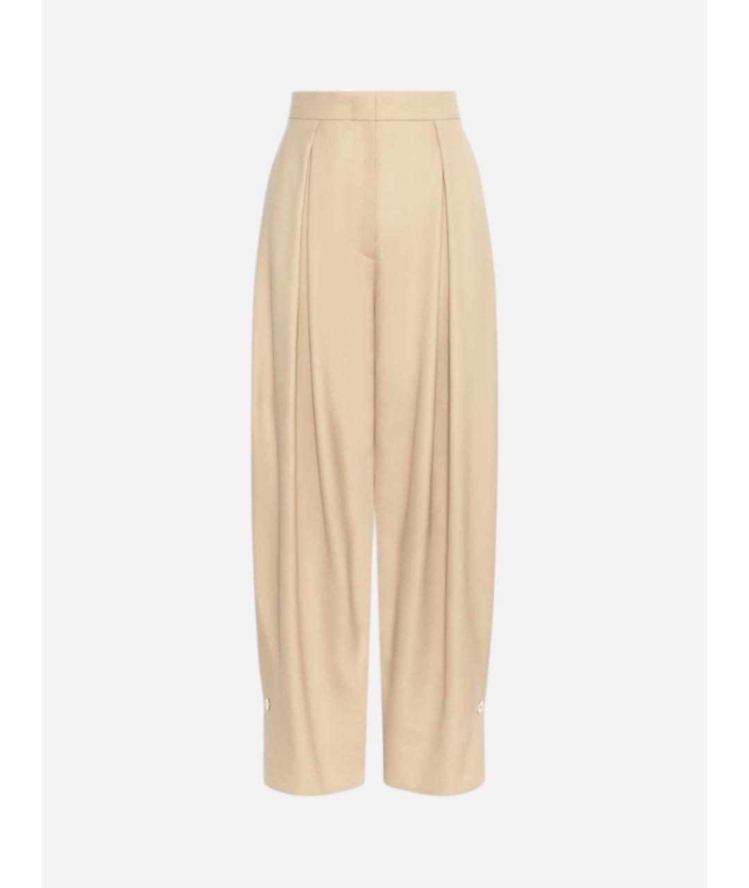 SPORTMAX Бежевые хлопковые прямые брюки, фото 6