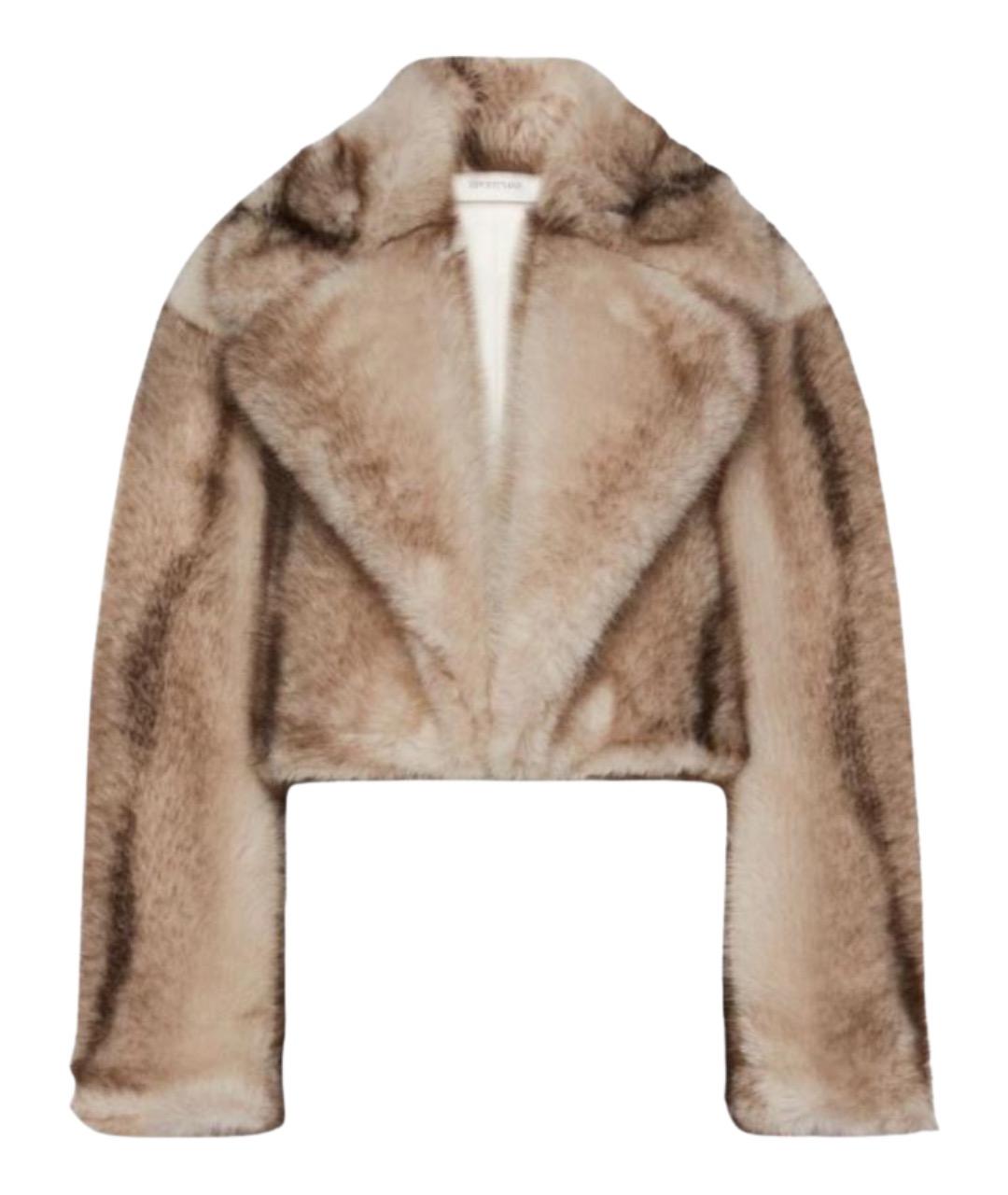 SPORTMAX Бежевая полиэстеровая шуба, фото 1