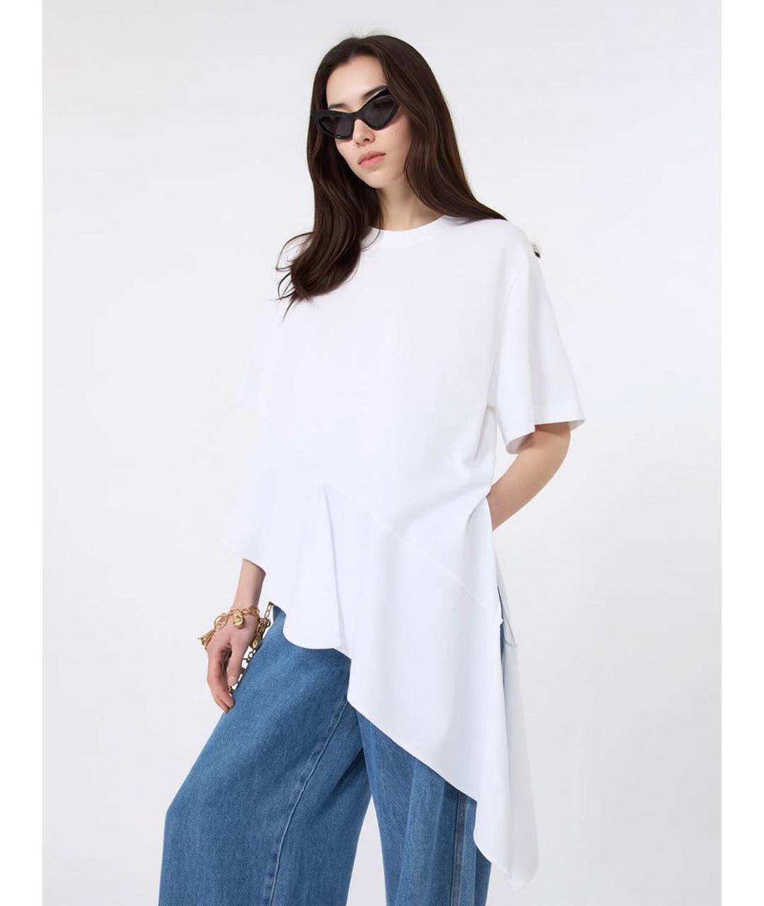 SPORTMAX Белая хлопковая футболка, фото 4