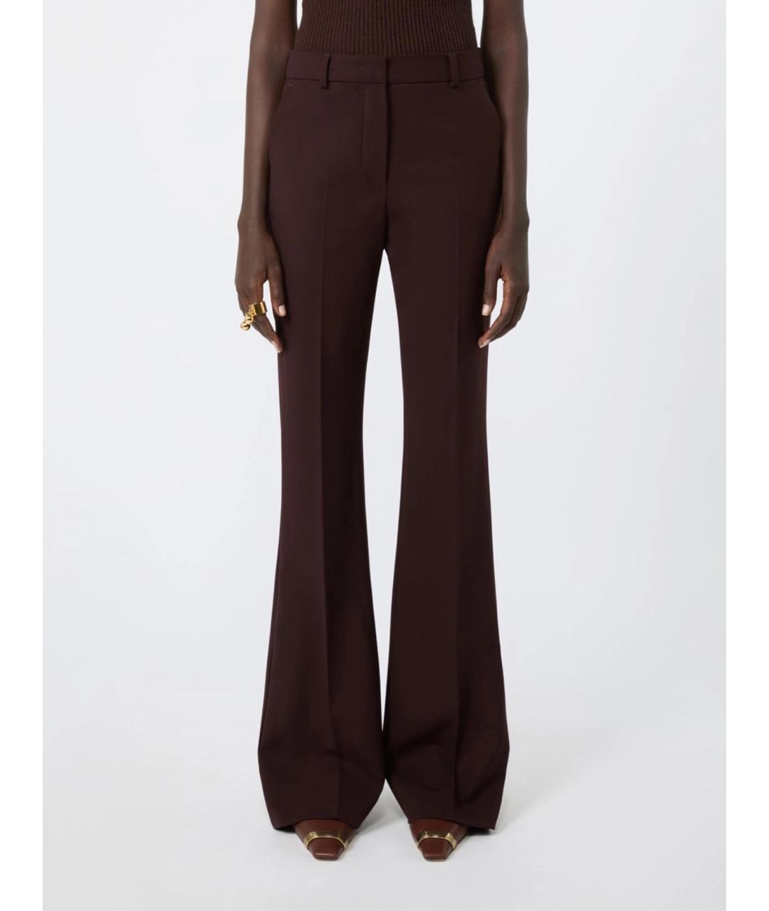 SPORTMAX Бордовые шерстяные прямые брюки, фото 3