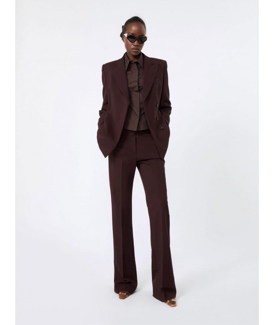 SPORTMAX Бордовые шерстяные прямые брюки, фото 2
