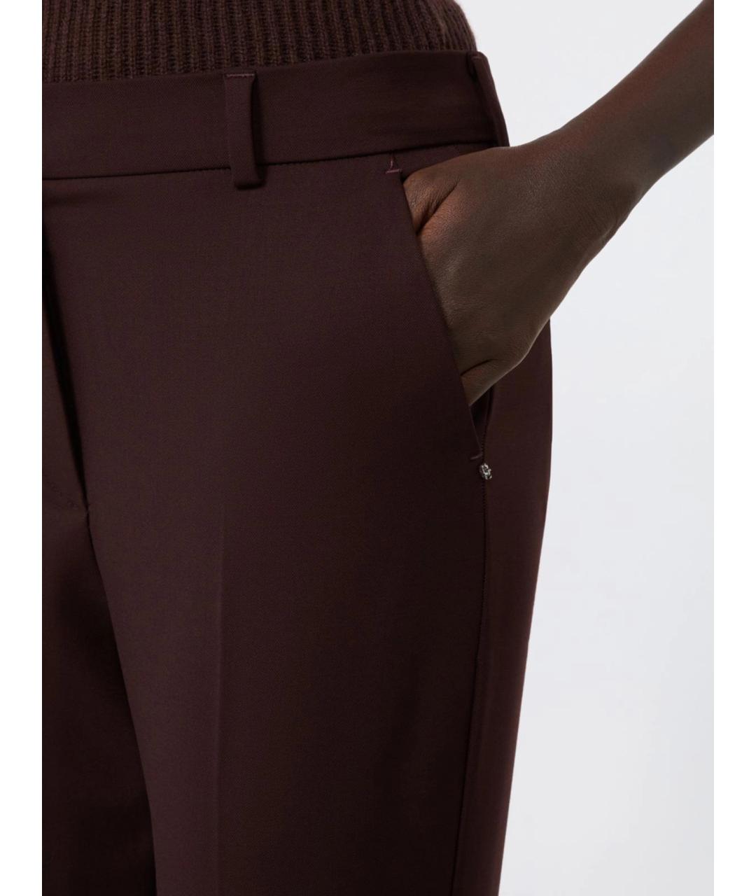SPORTMAX Бордовые шерстяные прямые брюки, фото 5