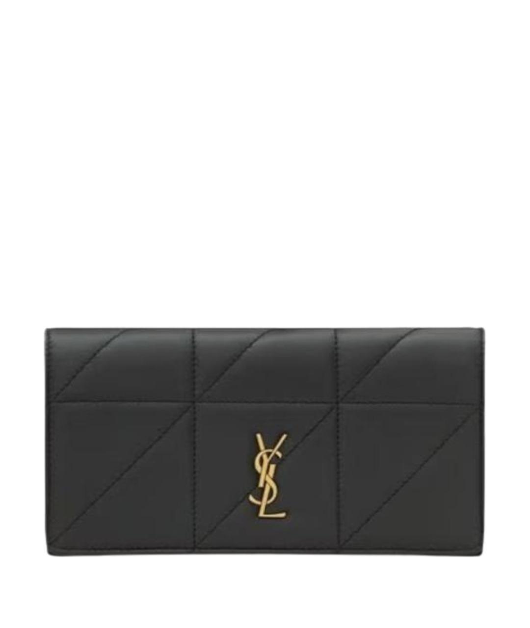 SAINT LAURENT Черный кожаный кошелек, фото 1