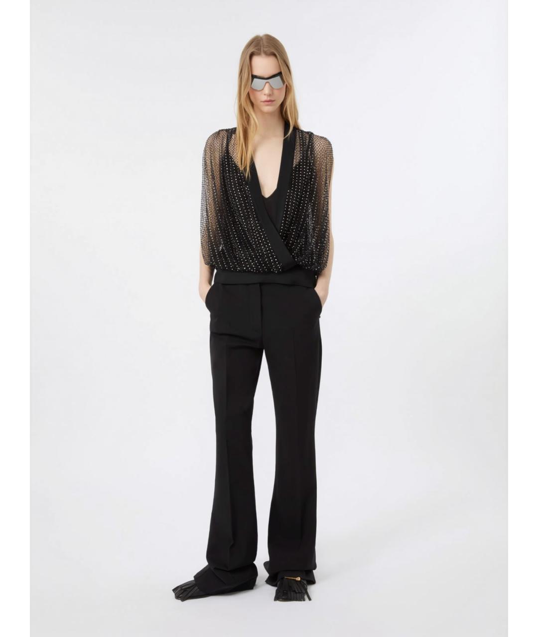 SPORTMAX Черные шерстяные прямые брюки, фото 2