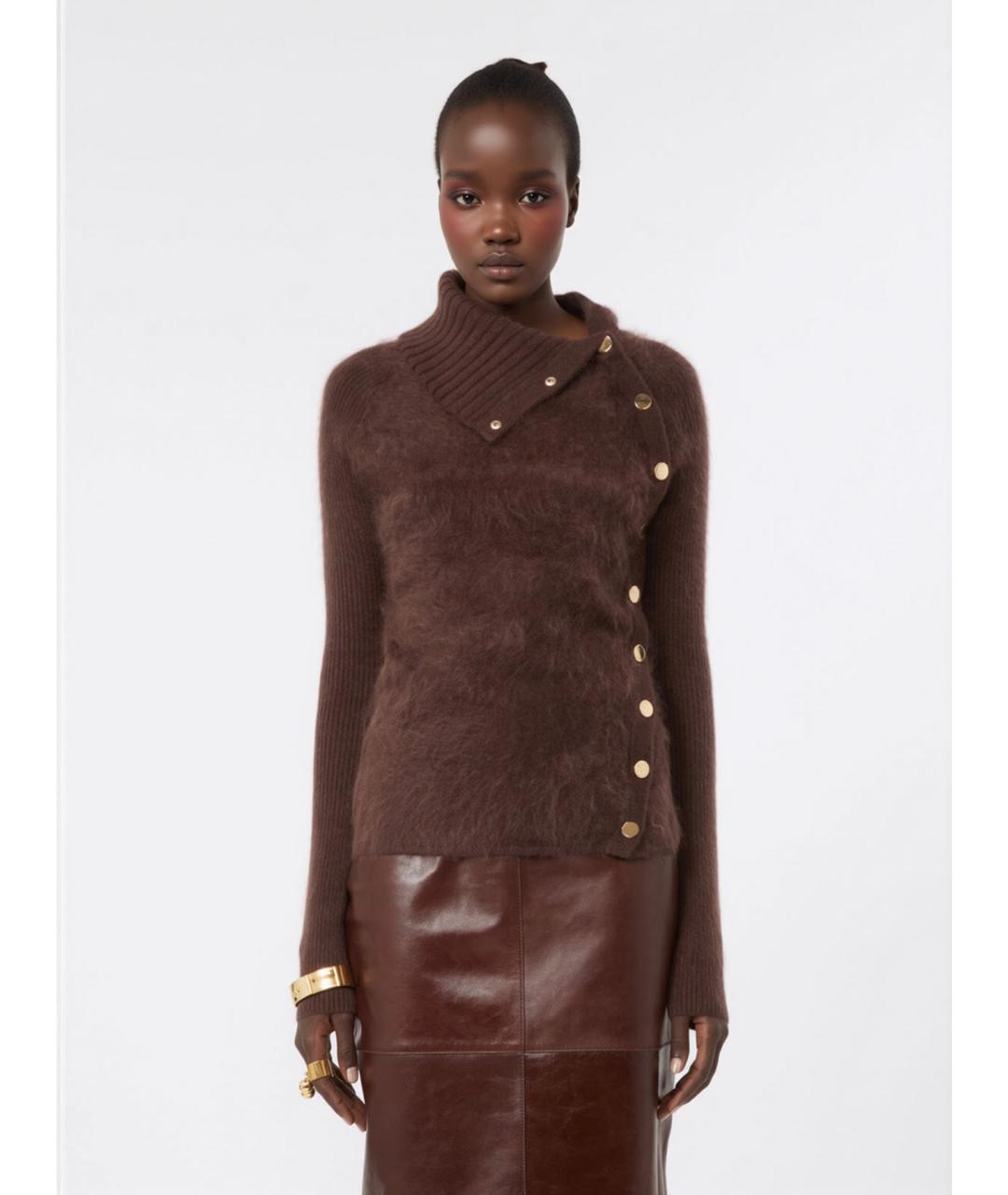 SPORTMAX Коричневый шерстяной джемпер / свитер, фото 3