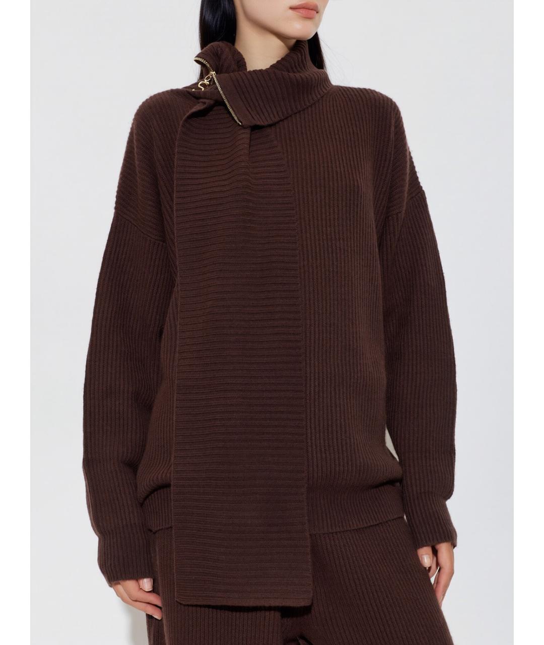 SPORTMAX Коричневый шерстяной джемпер / свитер, фото 3