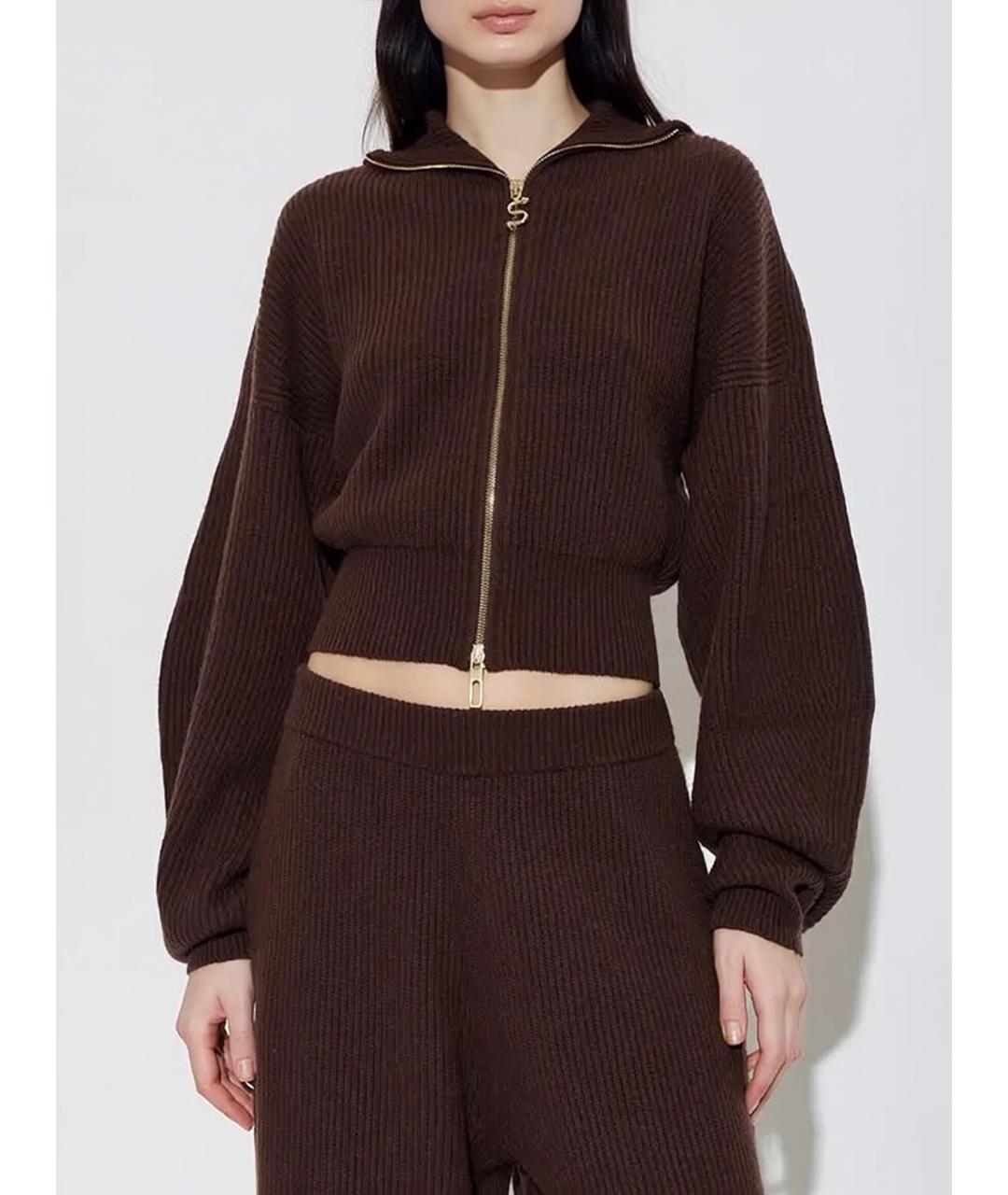 SPORTMAX Коричневый шерстяной кардиган, фото 3