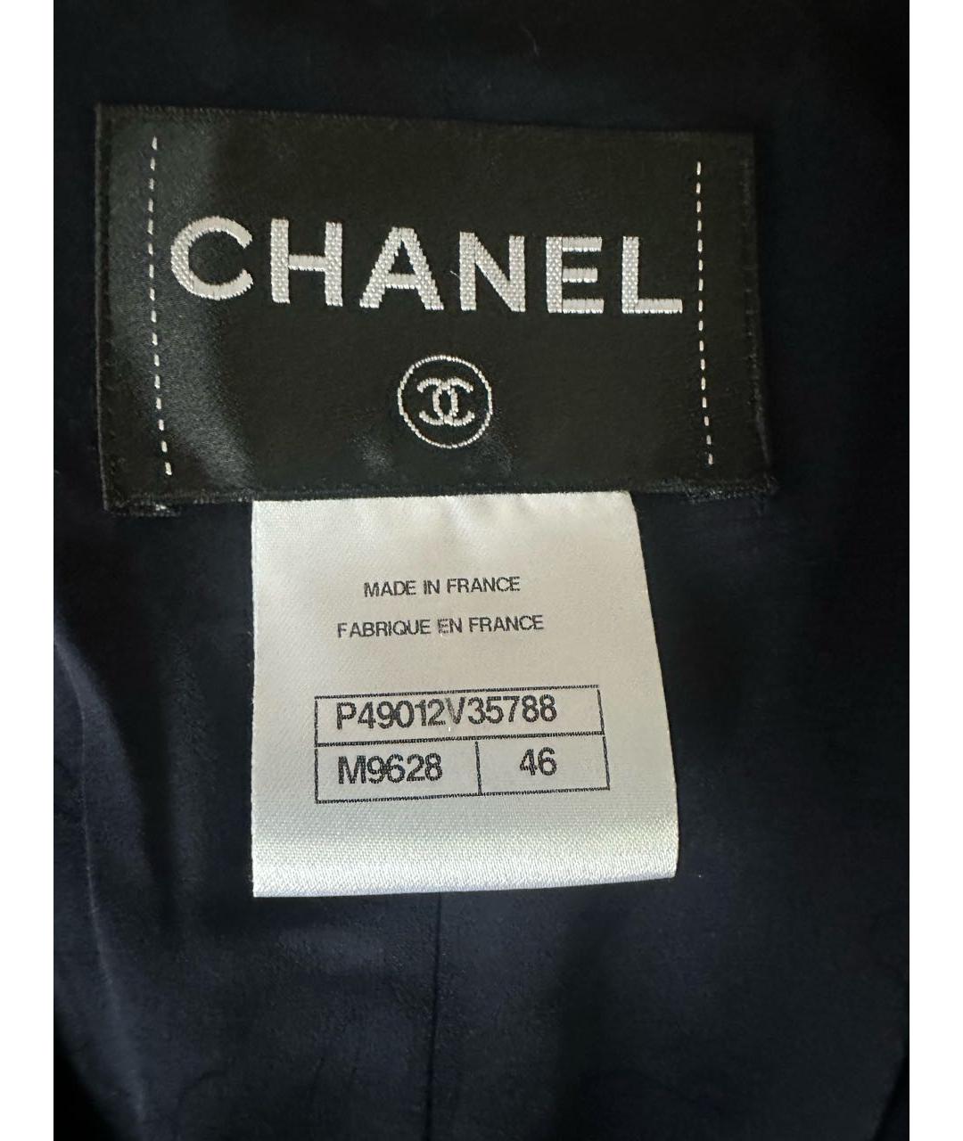 CHANEL Темно-синий твидовый жакет/пиджак, фото 5