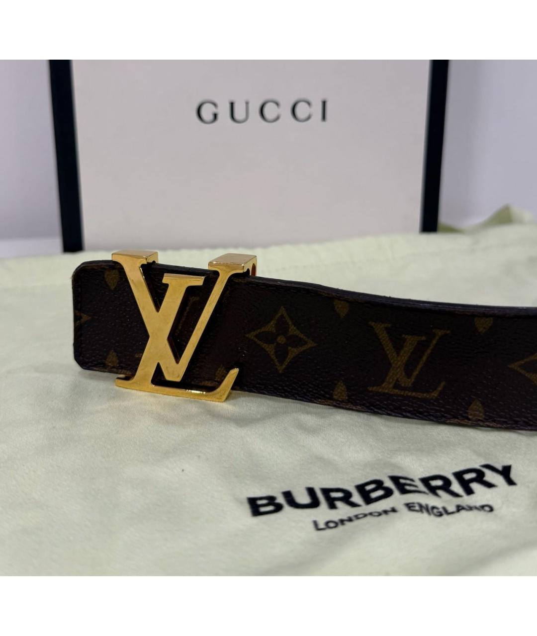 LOUIS VUITTON Коричневый кожаный ремень, фото 2