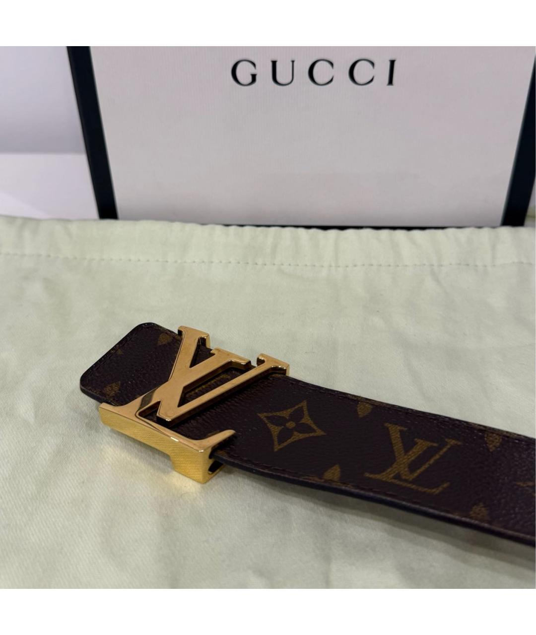 LOUIS VUITTON Коричневый кожаный ремень, фото 2