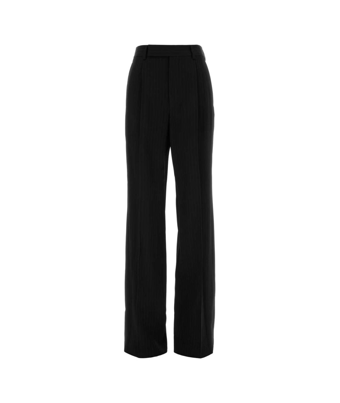 SAINT LAURENT Черные шерстяные прямые брюки, фото 3