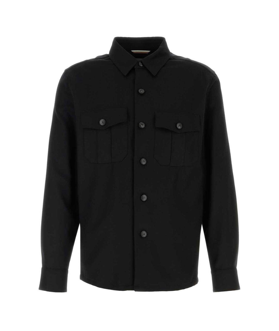 CANALI Черная шерстяная кэжуал рубашка, фото 1