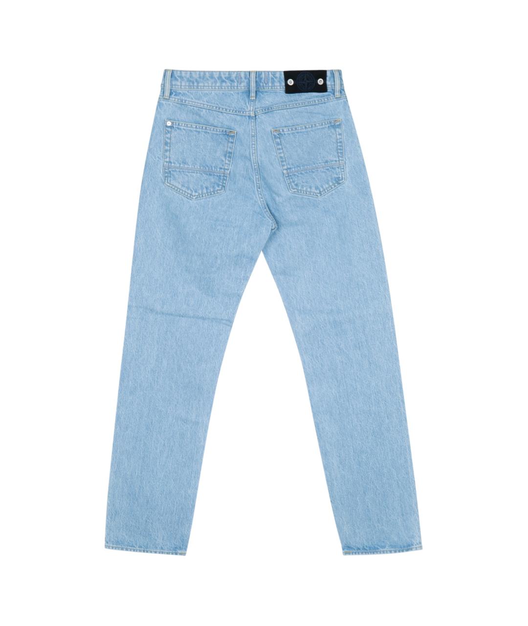 STONE ISLAND Голубые хлопковые прямые джинсы, фото 2