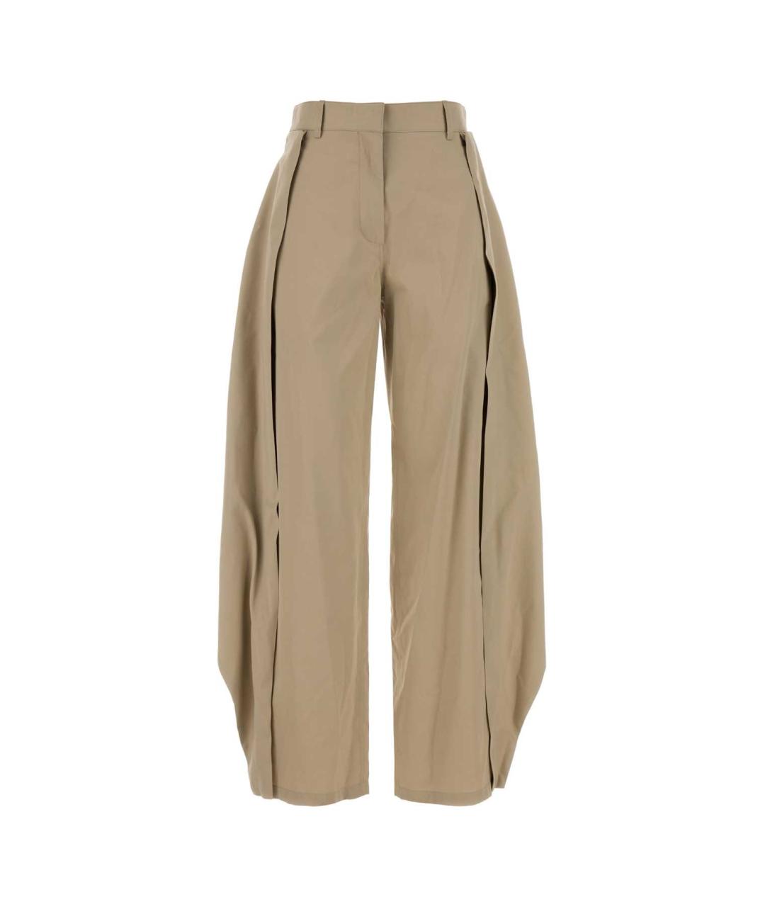 LOEWE Бежевые хлопковые брюки широкие, фото 1