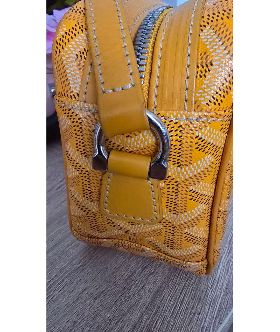 GOYARD Желтая сумка через плечо из канвы, фото 5