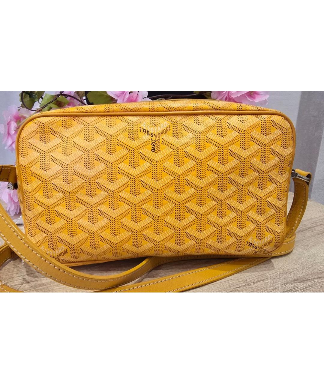 GOYARD Желтая сумка через плечо из канвы, фото 3