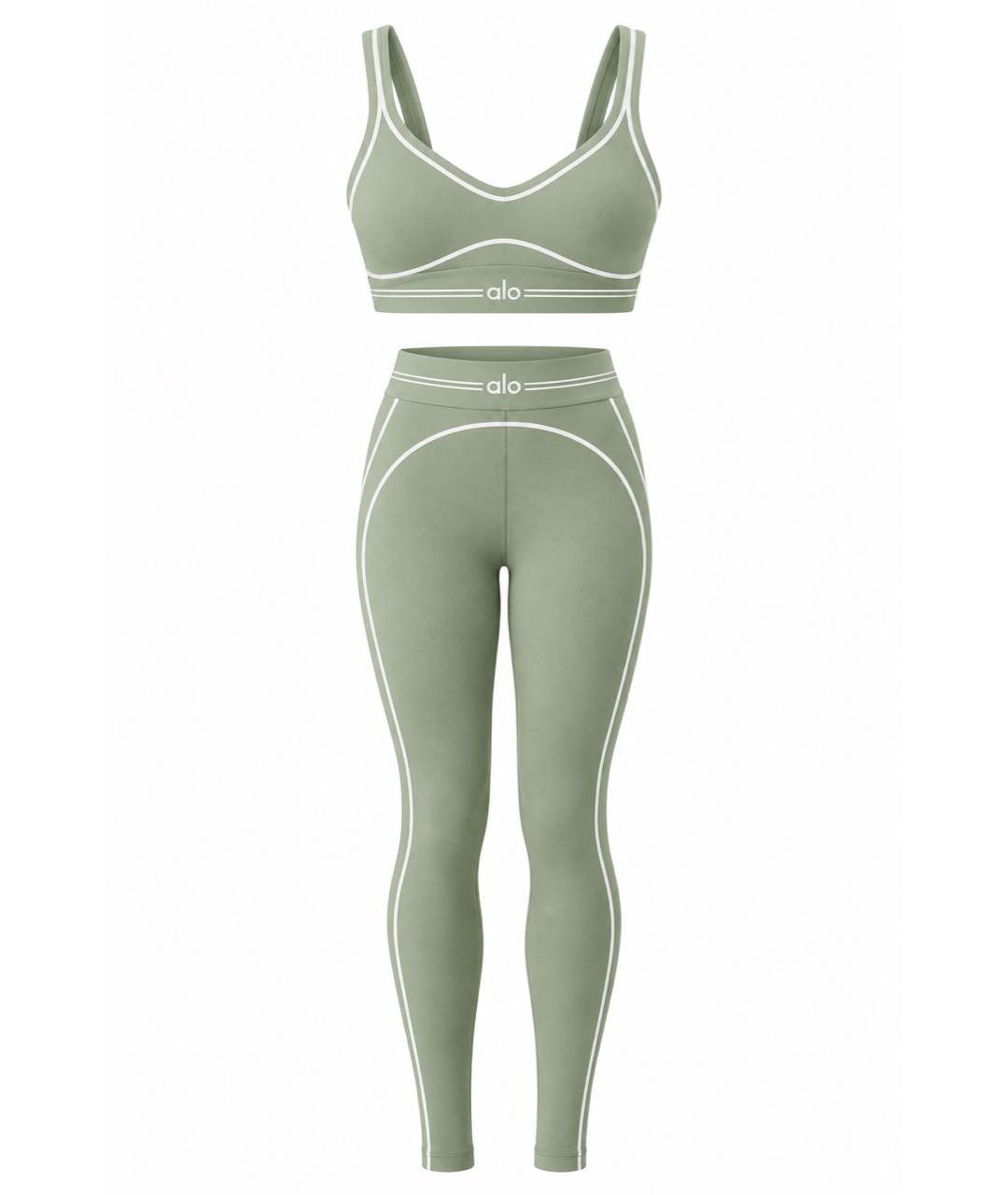 ALO YOGA Белый полиэстеровый спортивные костюмы, фото 2