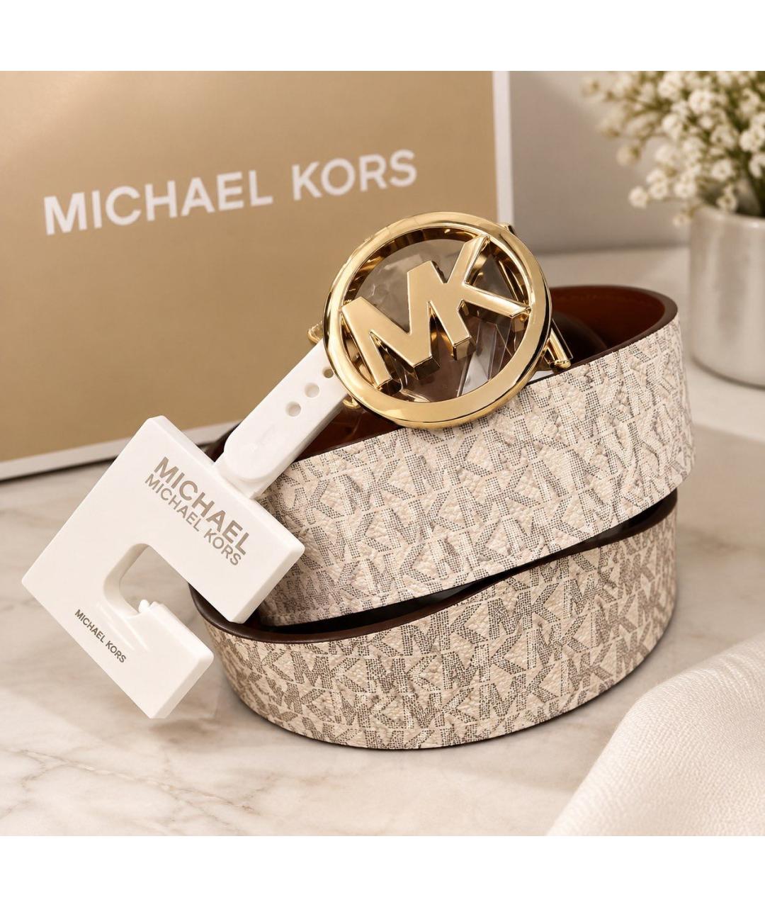 MICHAEL KORS Белый кожаный ремень, фото 7
