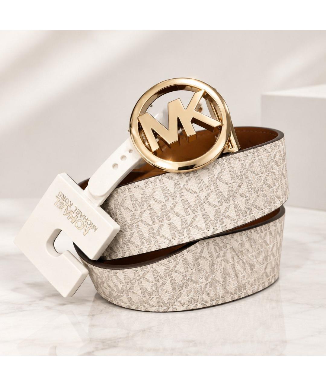 MICHAEL KORS Белый кожаный ремень, фото 3