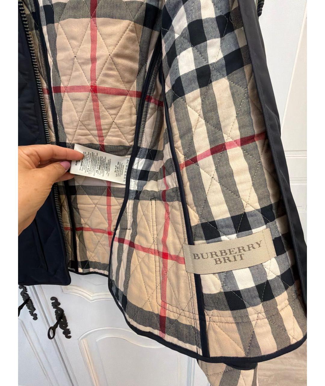 BURBERRY Темно-синяя полиэстеровая куртка, фото 2