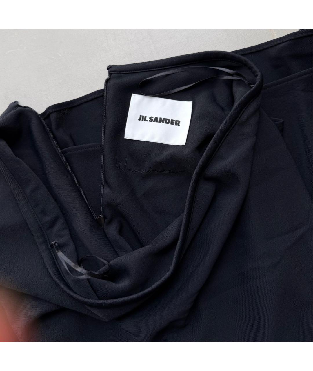 JIL SANDER Черная вискозная юбка миди, фото 3