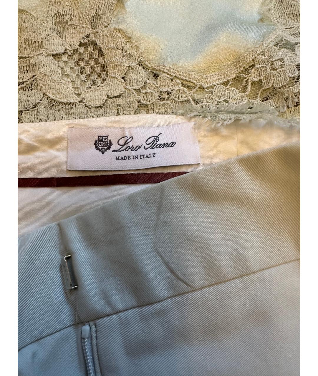 LORO PIANA Бежевые хлопковые прямые брюки, фото 2