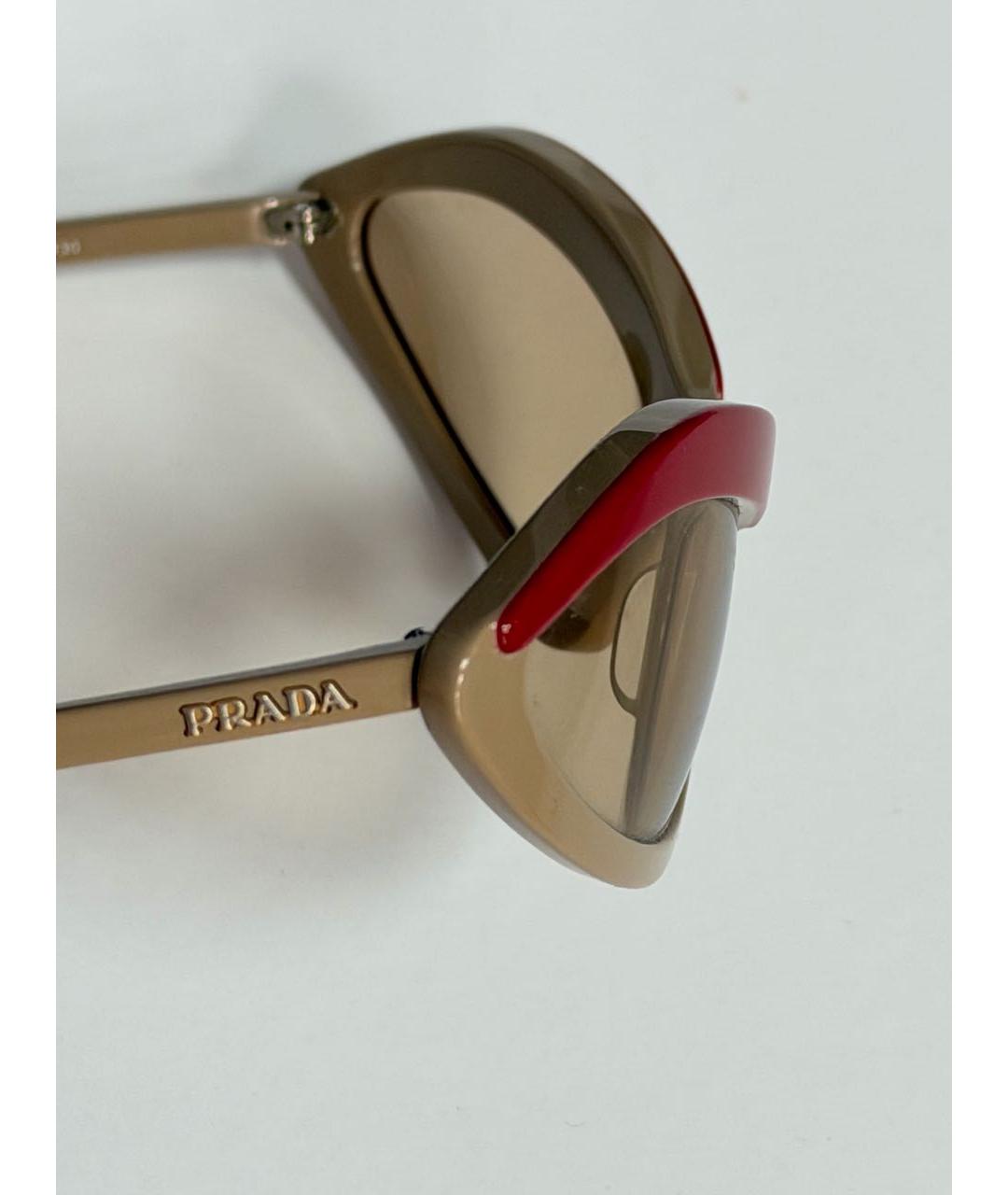 PRADA Бежевые пластиковые солнцезащитные очки, фото 2