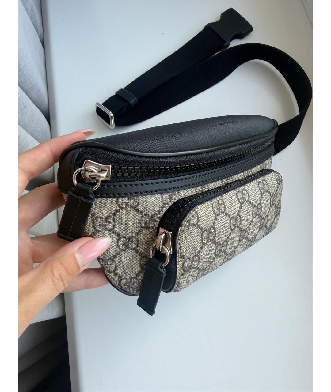 GUCCI Бежевая поясная сумка из канвы, фото 2