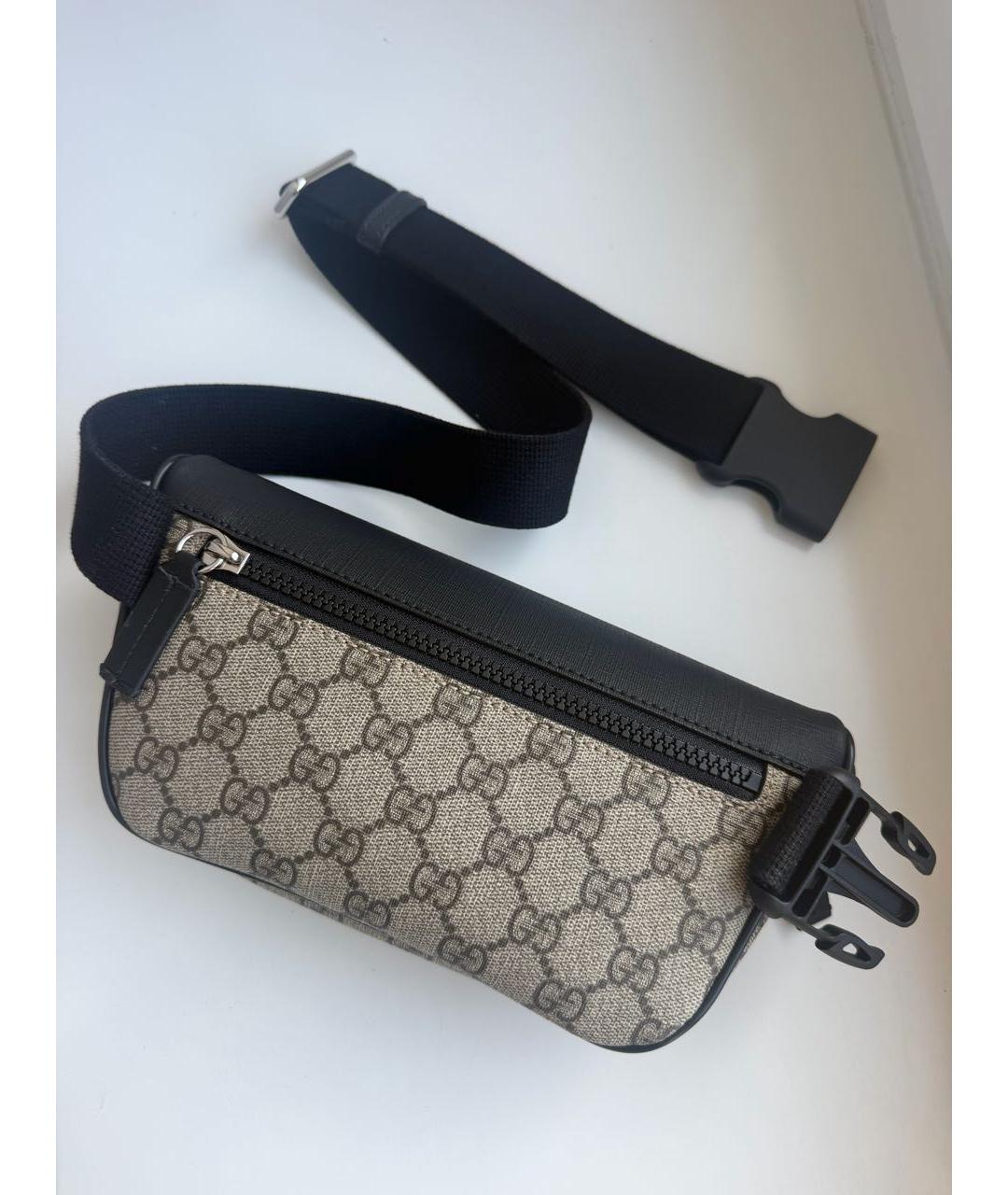GUCCI Бежевая поясная сумка из канвы, фото 3